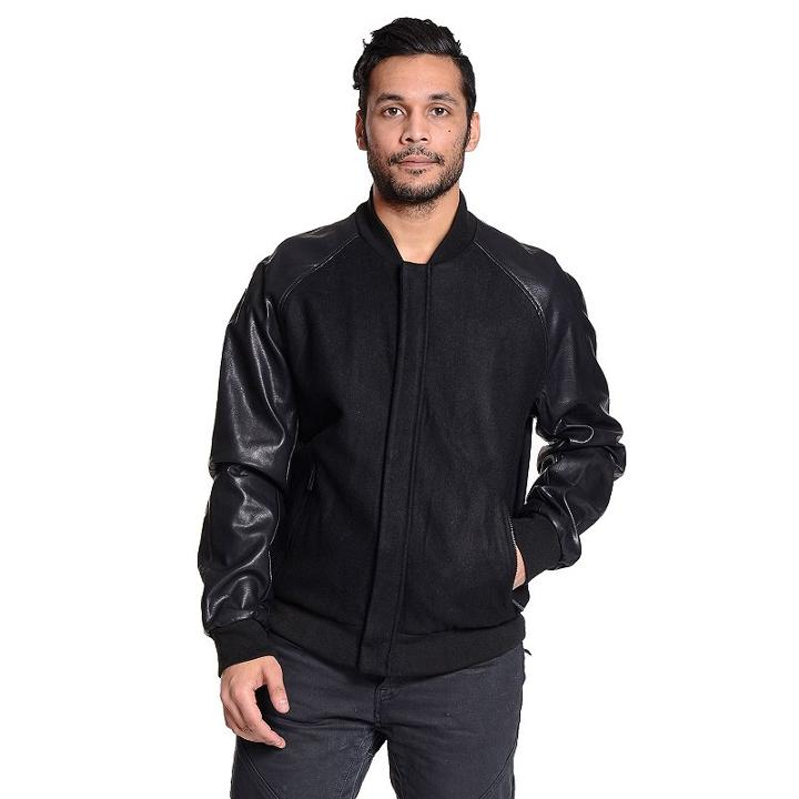 Men's Excelled Varsity Jacket, Size: Medium, Black