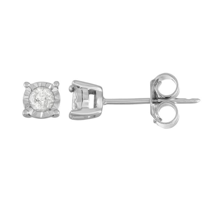 Sterling Silver 1/5 Carat T.w. Diamond Stud Earrings, Women's, White