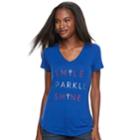 Women's Apt. 9&reg; Graphic V-neck Tee, Size: Medium, Med Blue