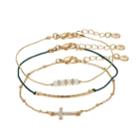 Lc Lauren Conrad Bead & Cross Bracelet Set, Women's, Green