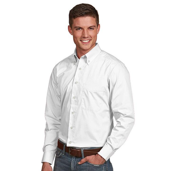 Men's Antigua Dynasty Modern-fit Solid Button-down Shirt, Size: Xl, White