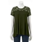 Women's Apt. 9&reg; Lace Yoke Tee, Size: Large, Green