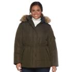 Plus Size D.e.t.a.i.l.s Full-zip Hooded Puffer Jacket, Women's, Size: 3xl, Med Green