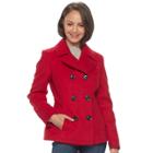 Juniors' Pink Envelope Double-breasted Peacoat, Teens, Size: Medium, Red
