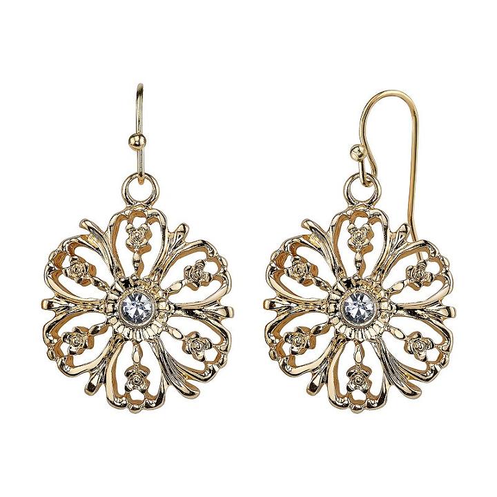 1928 Openwork Flower Drop Earrings, Women's