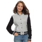 Juniors' Sebby Colorblock Fleece Varsity Jacket, Teens, Size: Large, Light Grey