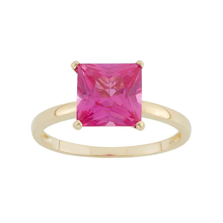 Lab-created Pink Sapphire 10k Gold Ring, Women's, Size: 10