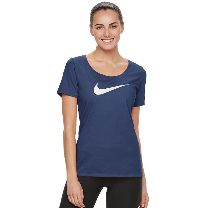 Women's Nike Swoosh Short Sleeve Graphic Tee, Size: Medium, Brt Blue