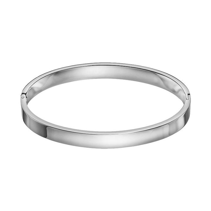 Steel City Stainless Steel Oval Hinged Bangle Bracelet, Women's, Size: 7, Grey