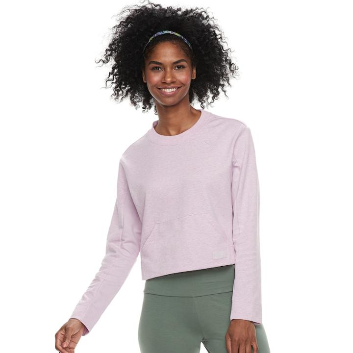 Women's Puma Fusion Cropped Sweatshirt, Size: Large, Purple