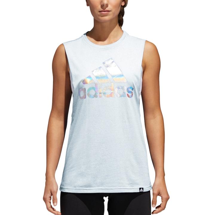 Women's Adidas Iridescent Graphic Tank, Size: Large, White