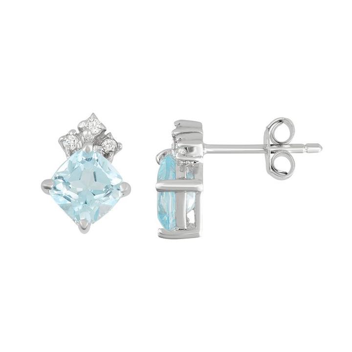 Journee Collection Sterling Silver Cubic Zirconia Stud Earrings, Women's, Blue