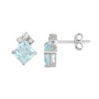 Journee Collection Sterling Silver Cubic Zirconia Stud Earrings, Women's, Blue