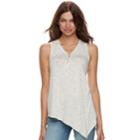 Women's Apt. 9&reg; Asymmetrical Zipper Accent Tank, Size: Large, Natural