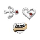Blue La Rue Crystal Silver-plated & 14k Gold-plated Love Heart, Cutout Heart And Bow & Arrow Charm Set, Women's, Silver