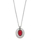 Red Long Oval Orbital Pendant Necklace, Women's