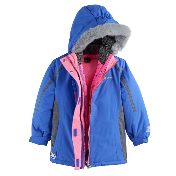 Girls 4-6x Zeroxposur Heavyweight 3-in-1 Kiara Systems Jacket, Size: 4-5, Light Pink