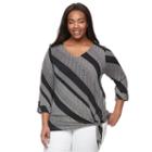Plus Size Croft & Barrow&reg; Side-tie V-neck Tee, Women's, Size: 3xl, Black