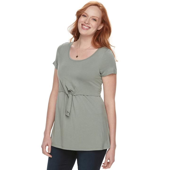 Maternity A:glow Tie Accent Popover Nursing Tee, Women's, Size: M-mat, Med Grey