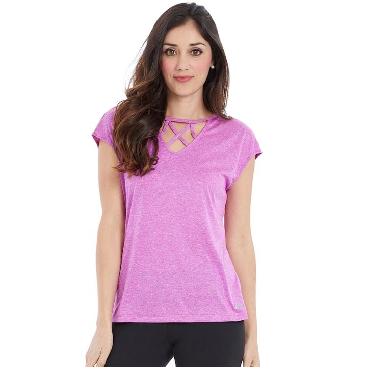 Women's Marika Cross Over Short Sleeve Tee, Size: Small, Brt Purple