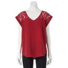 Juniors' Miss Chievous V-neck Lace Yoke Top, Girl's, Size: Xl, Med Red