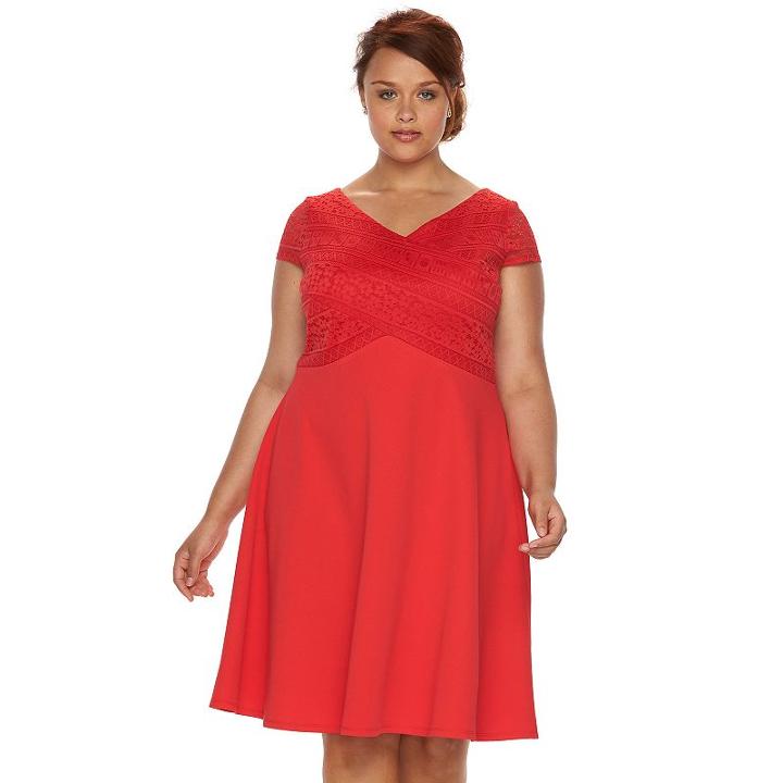 Plus Size Chaya Lace Fit & Flare Dress, Women's, Size: 16 W, Red