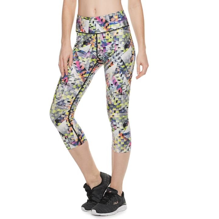 Women's Fila Sport&reg; Printed High-waisted Capri Leggings, Size: Large, White