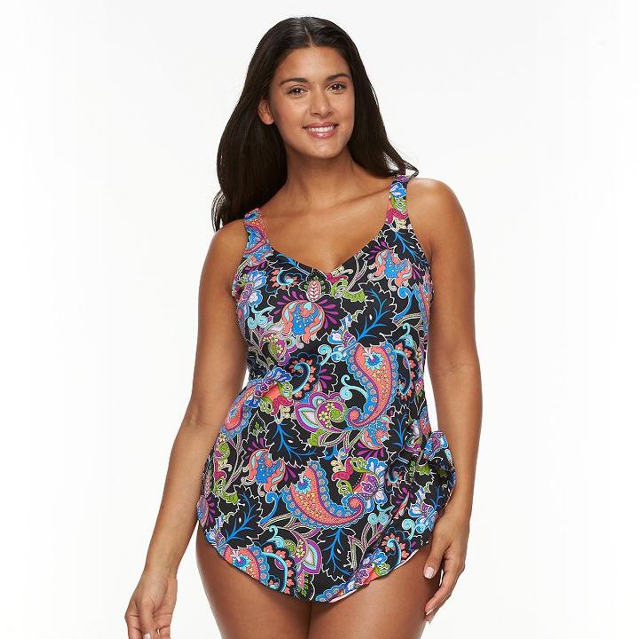 Plus Size Apt. 9&reg; Paisley Overlay One-piece Swimsuit, Women's, Size: 2xl, Ovrfl Oth