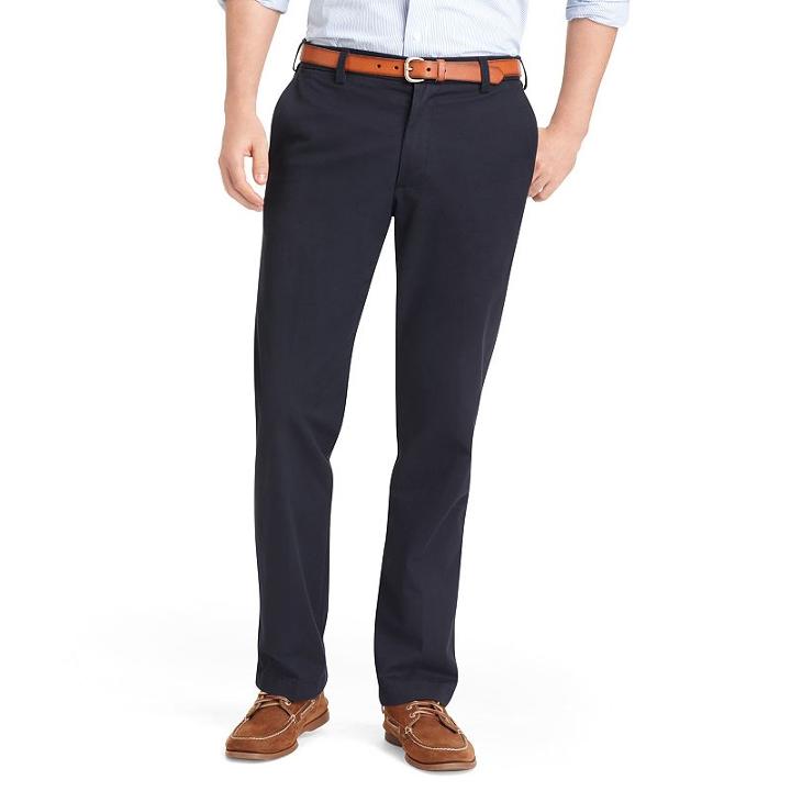 Men's Izod American Chino Slim-fit Wrinkle-free Pleated Pants, Size: 29x32, Blue (navy)