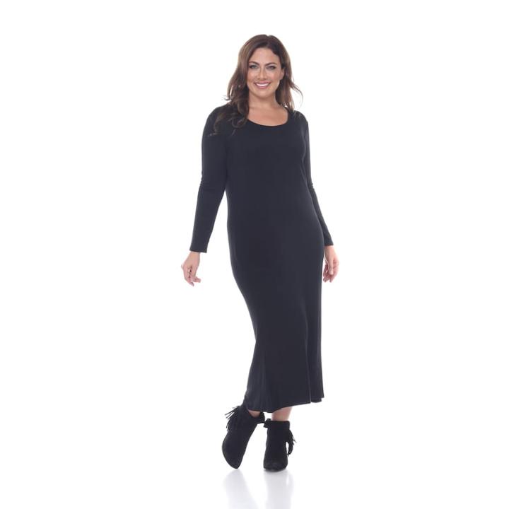 Plus Size White Mark Solid Maxi Dress, Women's, Size: 3xl, Black