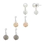 Freshwater By Honora Freshwater Cultured Pearl And Crystal Interchangeable Stud And Drop Earring Set, Women's, White