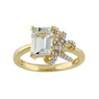 Laura Ashley Sterling Silver Green Quartz & 1/10 Carat T.w. Diamond Bow Ring, Women's, Size: 5