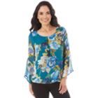 Women's Apt. 9&reg; Chiffon Bell Sleeve Top, Size: Xxl, Graphic Floral