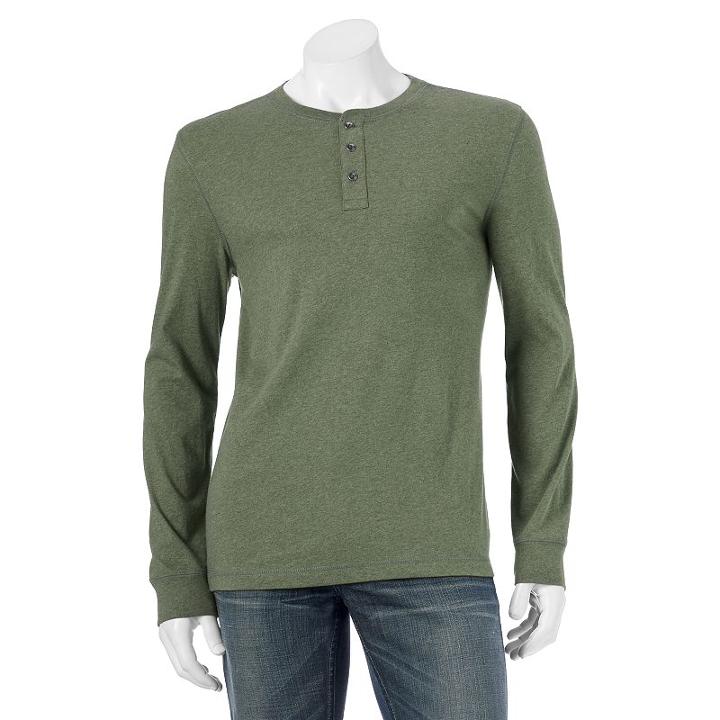 Men's Sonoma Goods For Life™ Modern-fit Everyday Henley, Size: Xl, Dark Green