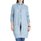 Plus Size Chaps Open-front Long Sleeve Cardigan, Women's, Size: 1xl, Blue