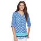 Women's Croft & Barrow&reg; Smocked Crepe Top, Size: Medium, Blue (navy)