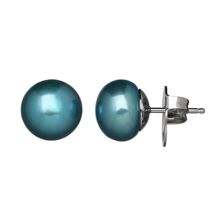 Freshwater By Honora Dyed Freshwater Cultured Pearl Sterling Silver Stud Earrings, Women's, Blue
