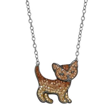 Animal Planet Sterling Silver Crystal Cat Necklace, Women's, Brown