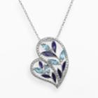 Chloe And Zoe Sterling Silver Swiss Blue Topaz Leaf Heart Pendant, Women's, Size: 18