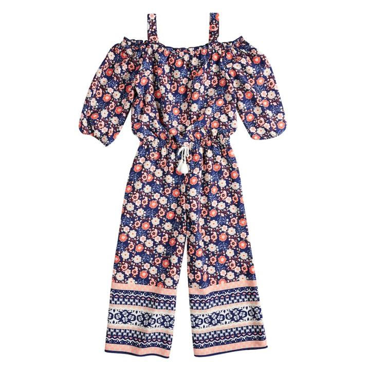 Girls 7-16 My Michelle Cold Shoulder Jumpsuit, Size: Large, Multi
