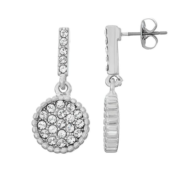 Brilliance Disc Drop Earrings With Swarovski Crystals, Women's, White