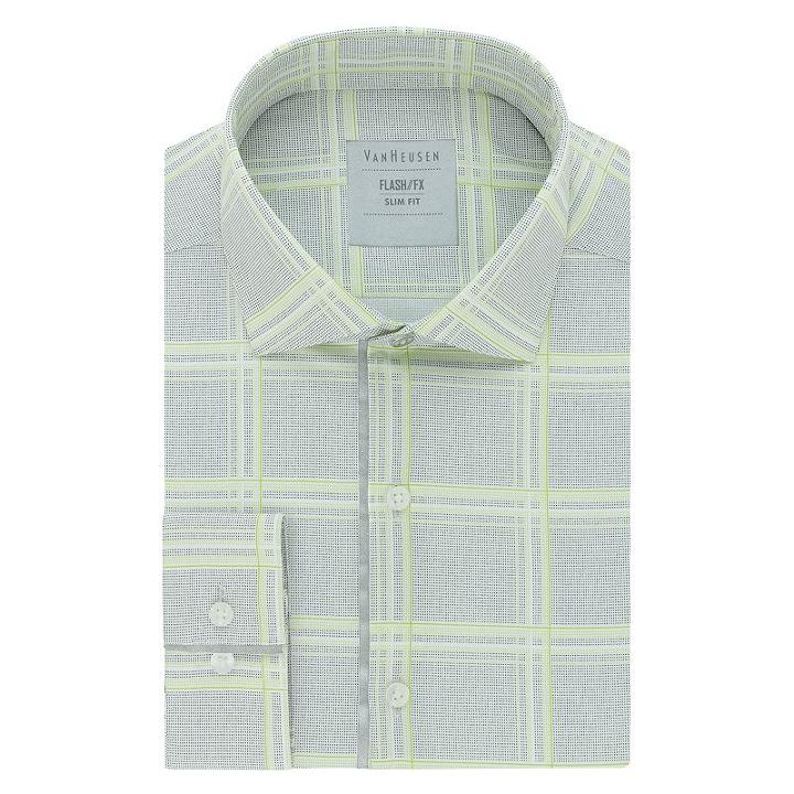 Men's Van Heusen Slim-fit Flash/fx Dress Shirt, Size: S 32-33, Brt Green