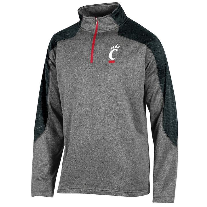 Men's Champion Cincinnati Bearcats Colorblock Quarter-zip Top, Size: Large, Black