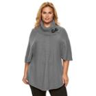 Plus Size Dana Buchman Textured Sweater Poncho, Women's, Size: 2xl, Med Grey