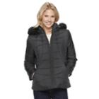 Women's Weathercast Hooded Puffer Jacket, Size: Xl, Black