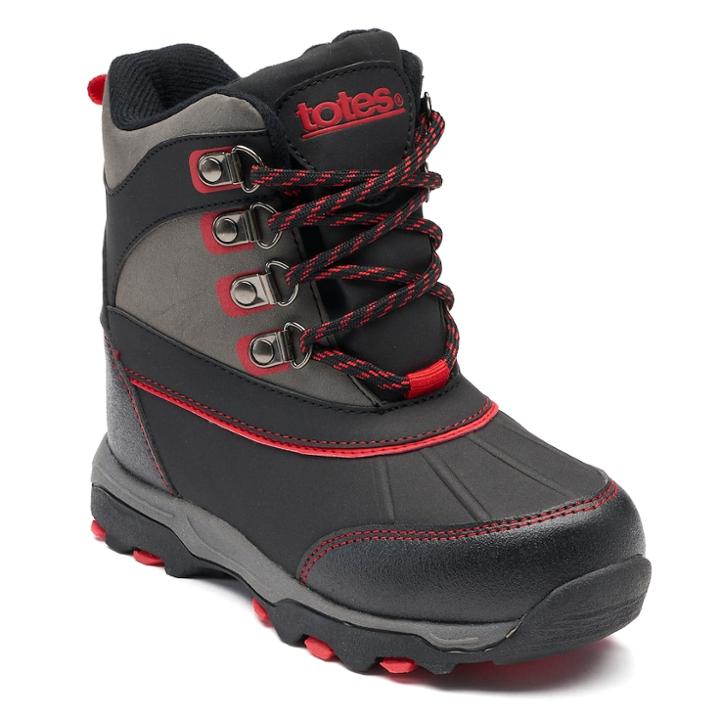Totes Ricky Boys' Winter Boots, Size: 6, Black