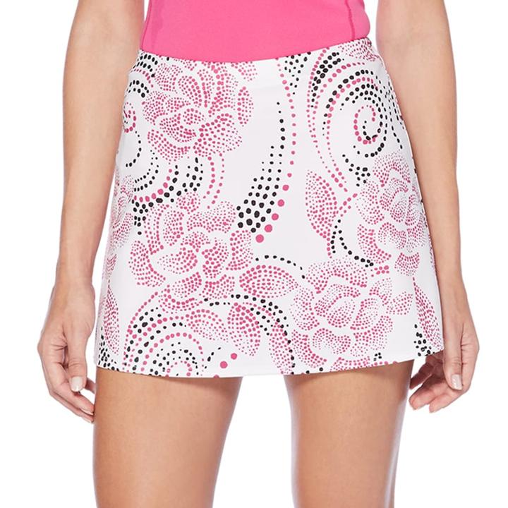 Women's Grand Slam Dotted Rose Print Tennis Skort, Size: Small, White
