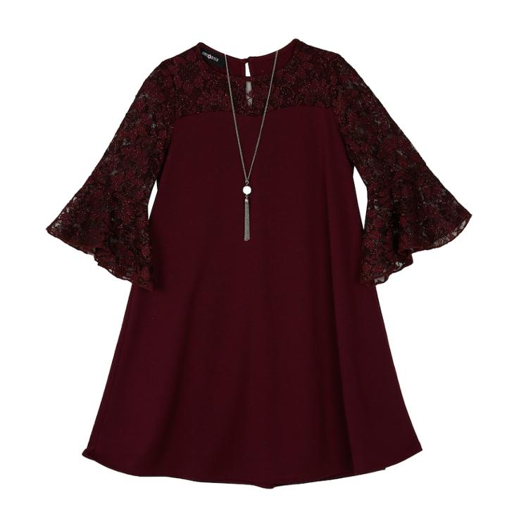 Girls 7-16 Iz Amy Byer Lace Sleeve Dress, Size: 16, Purple