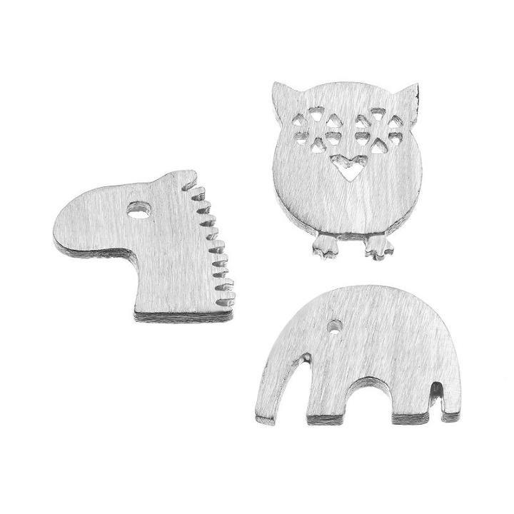 Blue La Rue Silver-plated Owl, Elephant & Horse Charm Set, Women's, Grey