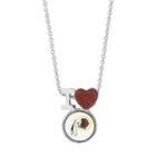 Sterling Silver Crystal I Love Washington Redskins Team Logo Heart Pendant, Women's, Red